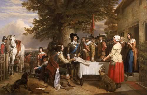 Charles landseer,R.A. Oil on canvas painting of Charles I holding a council of war at Edgecote on the day before the Battle of Edgehill Sweden oil painting art
